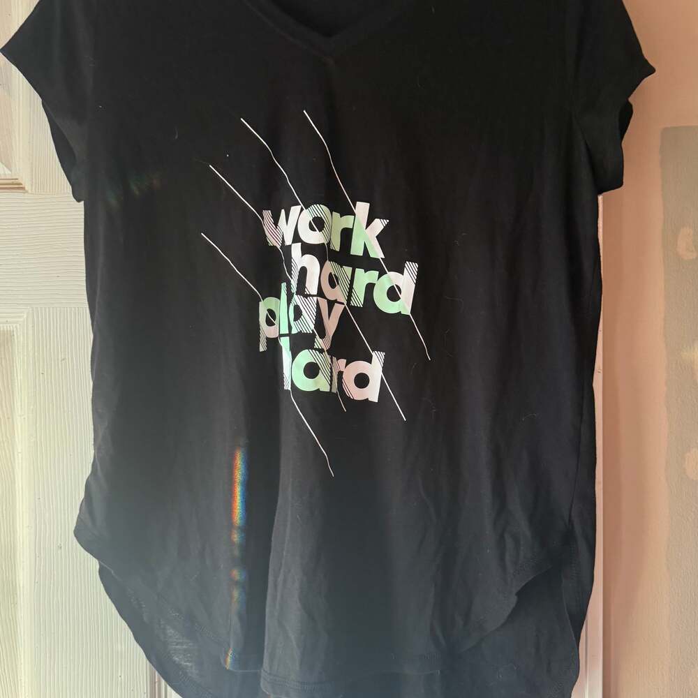 Xersion Black V-Neck Tee with White Accents